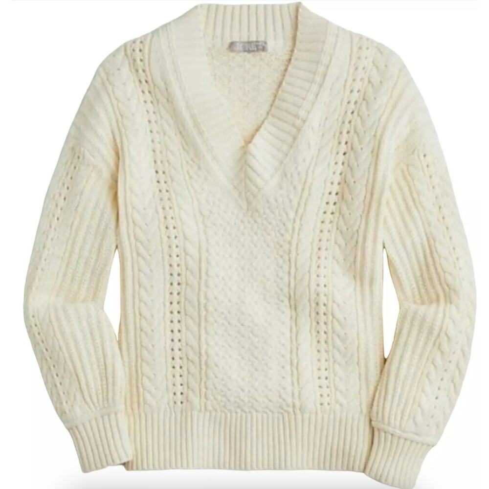 NWT J. Crew Cotton cable knit v-neck 100% cotton pullover sweater size 2X